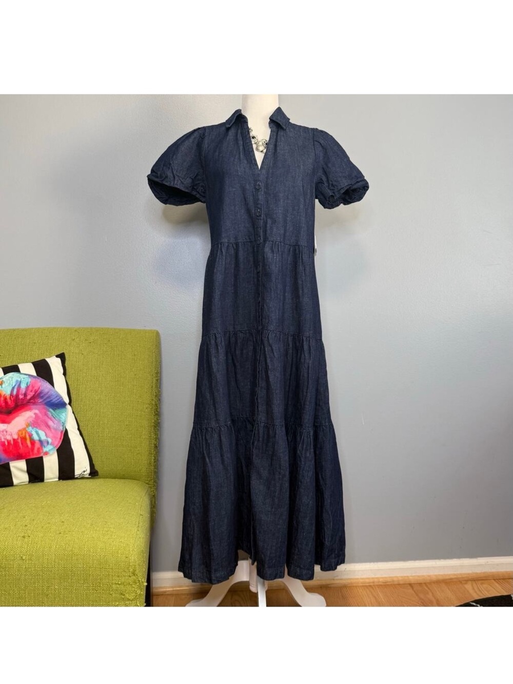 Brochu Walker Havana Indigo Denim Midi Dress NEW Small